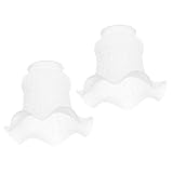 joyMerit 2pc Tulip Bell Shape Vintage Frosted & Clear Glass Lamp Shade Replacement