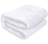 Utopia Bedding Protector de colchón Acolchado 135x190 cm, Microfibra, Transpirable, Funda para colchon estira hasta 38 cm de Profundidad (Cama 135 Blanco)