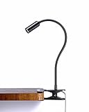Lámpara con clip de aluminio, lámpara de libro con Pinza LED de cuello de cisne flexible de 360°, luz de lectura con 10 niveles de brillo, lámpara de escritorio ajustable para lectura/trabajo/viajes