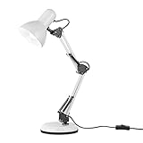 EGLO Lámpara de mesa Colinezza, 1 lámpara de escritorio flexible ajustable, industrial moderna, lámpara de oficina de metal en blanco y negro, con interruptor, casquillo E14