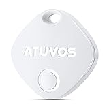 ATUVOS Localizador de Objetos Bluetooth, Smart Tracker Tag Compatible con Buscar Apple (Sólo iOS), Rastreador Buscador para Llaves/Billeteras/Equipaje, Batería Reemplazable, Impermeable, 1 Pack Blanco