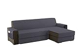 sevi's Funda Sofa Chaise Long 250cm Izquierdo/Derecho Universal Reversible Impermeable, Protector Sofa 3 Plazas Chaise Long con Brazos, Color Gris Oscuro
