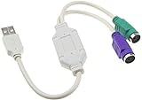 CABLEPELADO Cable conversor PS2 a USB | Adaptador de USB a Cable del Teclado y el ratón | Conmutador KVM | convertidor USB para Teclado y ratón | 15 cm | Blanco