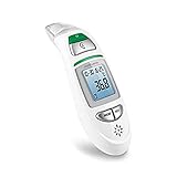 medisana TM 750 Termómetro clínico digital 6en1, Termómetro de oído para bebés, niños y adultos, termómetro frontal con alarma visual de fiebre, función de memoria y medición de líquidos