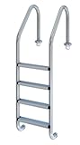 Productos QP | Escalera Estándar Piscina, Acero Inoxidable, 4 peldaños, Escalera Pulida y con Anclajes, 304 | Modelo 509084
