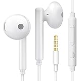 MAS CARNEY WH6 - Auriculares con Cable Semi in-Ear, Cable de Auriculares con Cable 3.5, para MP3/MP4, iPad, Honor 6X/7X/8X/8X/9/10, Huawei, Samsung Galaxy S6/S7/S8, Redmi Note 8/9, Color Blanco