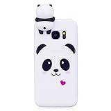 DasKAn Lindo Panda Mate Funda de Silicona para Samsung Galaxy S7 Edge, Patrón de Animales de Dibujos Animados 3D Soft Piel de Gel Goma Protectora de TPU a Prueba de Golpes,Blanco # 1