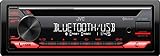 Radio para Coche con Bluetooth y Reproductor de CD - Autoradio 1-DIN con USB, AUX, 4 x 50 W, Manos Libres y teclas Retroiluminadas en Rojo | Reproductor de Musica JVC KD-T822BT