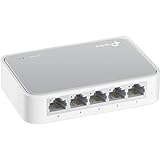 TP-Link TL-SF1005D - Switch Ethernet con 5 Puertos (10/100 Mbps, RJ45, Concentrador de ethernet, Plug and Play, sin Ventilador, No Gestionado), Color Blanco/Gris