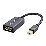 IVANKY Adaptador Mini DisplayPort a HDMI, Mini DP Adaptador HDMI de Nailon, Adecuado para MacBook Air/Pro, Microsoft Surface Pro, Monitor, proyector y más, 20 cm, Color Gris
