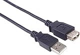 PremiumCord Cable alargador USB 2.0 de 2 m, cable de datos de alta velocidad hasta 480 Mbit/s, cable de carga, USB 2.0 tipo A hembra a macho, 2 x apantallados, color negro, longitud 2 m
