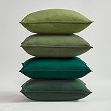 Topfinel Funda Cojin 45x45 Verde Cojines Sofa Cama Salon Juego de 4 Fundas Cojines para Decoracion Hogar Cojine Terciopelo Modernos de Colores Gradientes Serie Colores Verdes