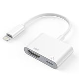 Adaptador HDMI a TV iPhone y iPad [Certifica parado Apple MFi] Cable Lightning Plug and Play Compatible con iPhone 14/13/SE/12/11/XS/XR/X/8/7/iPad y Todos los Sistemas iOS