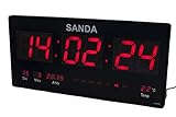 Sanda SD-0006 Reloj Digital de Pared Led Color Rojo Calendario Termometro Clock Hora Fuente de Alimentacion