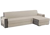 sevi's Funda Sofa Chaise Long 300cm Izquierdo/Derecho Universal Reversible Impermeable, Protector Sofa 4 Plazas Chaise Long con Brazos, Color Beige
