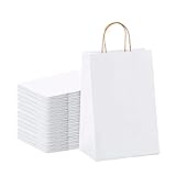 Lote 100 Bolsas de papel kraf con asas para regalos. Bolsas para comercios, ir al la compra de papel biodegradable, bolsas reutilizables para regalar (BLANCAS)
