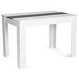IDMarket Rozy - Mesa de comedor para 4 personas, color blanco y gris (110 cm)