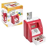 Idena Hucha Digital 50061, con Sonido en Rojo, Tarjeta de crédito protegida con Pin, Contador de Monedas y Muchas Funciones, Aprox. 21,8 x 16 x 14,5 cm