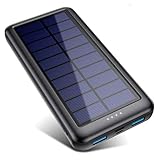 QTshine Cargador Solar con Entradas Tipo C & Mirco USB, Batería Externa Solar 26800mAh Power Bank Solar Carga Rápida con 2 Salidas USB para iPhone Android iPad Cámara, Actividades Al Aire Libre