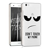 kwmobile Carcasa Compatible con Huawei P8 Lite (2015) - Funda Silicona TPU Don't Touch my Phone Negro/Transparente