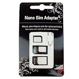 Adaptador 3 en uno Nano SIM 4 en 1 Nano to Micro; Nano to SIM estándar y Micro to SIM estándar + Clip para extraer SIM de regalo