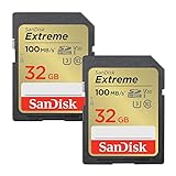 SanDisk Extreme 32 GB tarjetas SDHC (paquete de 2) + RescuePRO Deluxe, hasta 100 MB/s, UHS-I, Clase 10, U3, V30