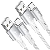 RAVIAD - Cable USB C (2 m, 2 m), cargador USB C, cable USB tipo C, 3 A, carga rápida, nailon trenzado y cargador para Samsung Galaxy S21, S20, S10, S9, S8, A12, A21, A51, Huawei P40, P30, P20, Redmi