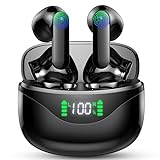 Auriculares Inalambricos Bluetooth, Cascos Inalambricos Bluetooth 5.3 con HD Mic, 13 mm Controlador Estéreo HiFi, IP7 Impermeables/Pantalla LED, 36Horas In Ear Audifonos para iOS y Android Negro 2023