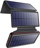 Cargador Solar 26800mAh Batería Externa Portátil Banco de Energía Solars con 4 Paneles Solares, Puertos USB C y USB A Energía Carga Rápida Power Bank Solar Universal para Smartphones Tablets Camping