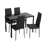 Conjunto de Mesa de Cocina 105x60 + 4 sillas Clasik (Negro-Negro)