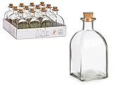 TIENDA EURASIA® Botella de Cristal Frasca - Pack 12 Botellas de Vidrio con Tapon de Corcho - Transparente - Disponible en Varias Medidas (250 ml / 12 uds)