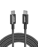Anker New Nylon USB C a USB C Cable de Carga 2.0, 100W Cable de Carga 3m de Largo, Carga rápida para iPhone15, iPad Mini 6th Generation, MacBook Pro 2020, iPad Pro 2020, iPad Air4, Galaxy S20 Plus S9