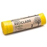 RELEVO 100% Reciclado Bolsas De Basura, Extra Resistentes 30 L, color Amarillo, 15 Unidad ( Paquete de 1)