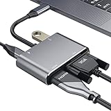 Adaptador USB C a HDMI, Adaptador VGA a USB C,HUB 4 en 1,USB C a 4k HDMI/VGA/USB 3.0/PD100w Adaptador de concentrador multipuerto de Carga para Nintendo Switch/Macbook Pro/Air/iPad Pro/DELL Xps