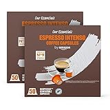 by Amazon Espresso Intenso Cápsulas de café compatibles con Nespresso, Tueste oscuro, 50 unidad, Paquete de 2 - Certificado Rainforest Alliance