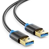 deleyCON Cable USB A 3.0 Macho de Supervelocidad 1m - Velocidades de Transferencia de Hasta 5 Gbit/s - Negro/Azul