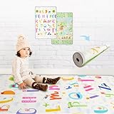 Alfombra infantil de juego para bebé, reversible, lavable, antideslizante, enrollable -180 cm x 120 cm x 0.5 cm de espesor - Eckhert Kids - Toy Alphabet
