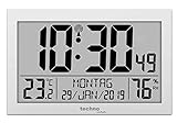 Technoline WS8016 WS 8016 - Reloj de pared inalámbrico con indicador de temperatura, plástico, color plateado, 225 x 143 x 24 mm