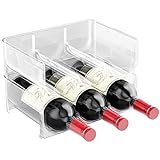 Gvolatee 2 Set Soporte para Botellas de Vino apilable – Botellero para vinos con Capacidad para 6 Botellas – El Accesorio de Cocina imprescindible – Transparente