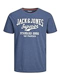 Jack & Jones Jjelogo tee SS O-Cuello 1 Col Mel Aw23 Sn Camiseta, Azul Marino. Detalles: Melange, XL para Hombre