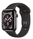 Apple Watch Series 4 (GPS + Celular, 44MM) - Caja de Acero Inoxidable Negro Espacial con Banda Negra Deportiva (Reacondicionado)