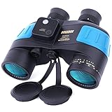 Marinos 10X50 Prismaticos,con Vision Nocturna Telémetro Brújula IPX7 100% Impermeable BAK4 Prisma Binoculares por Caza Marina, Pesca, Observación de Aves para Adultos Niños