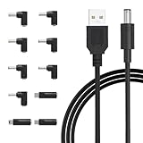 BERLS Cable USB a DC 5V, Conector Jack 5.5x2.5, 5.5x2.1, 4.8x1.7, 4.0x1.7, 4.0x1.35, 3.5x1.35, 3.0x1.1, 2.5x0.7, USB Mini, USB-B, USB-C, Carga Cable alimentacion DC in USB
