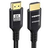 Etseinri Cable HDMI 2.1 8K 4K 15M, 48Gbps Alta Velocidad Trenzado Cable HDMI 2.0 4K 120Hz 8K 60Hz eARC HDCP 2.2 & 2.3 Dinámico HDR D.olby Atmos, Cable HDMI Compatible con PC PS5 Xbox HDTV Monitor