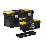 Stanley STST1 – 75772 - Bonus Pack 2 Cajas de herramientas de plástico 12.5'/32cm + 19'/48cm , Cierres de metal, Negro/Amarillo