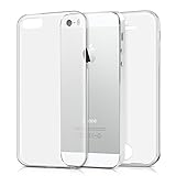 kwmobile Carcasa Compatible con Apple iPhone SE (1.Gen 2016) / iPhone 5 / iPhone 5S - Funda Completa 360 para móvil - Cover Doble - Transparente