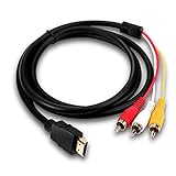RUIZHI Cable HDMI a RCA, 1080P Cable Adaptador  HDMI a 3RCA Set Top Box HD Cable de Conversión, Adaptador de Cable de Audio y Video Rojo Amarillo Blanco para TV HDTV DVD - 1.5m