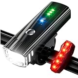 IPSXP 3000 Lúmenes Luz Bicicleta Recargable USB,Detección automática luz Delantera LED de la Bici, 4 Brillo Modos, con 1 roja luz de la Cola