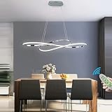 Moderno Lámpara Colgante LED para Mesa de Comedor, Altura Ajustable, 45W Lámpara para Salón isla Cocina, Oficina Estudio (Cromo)