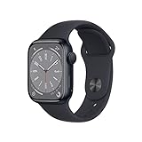 Apple Watch Series 8 (GPS, 41mm) Reloj Inteligente con Caja de Aluminio en Color Medianoche - Correa Deportiva en Color Medianoche - Talla única. Monitor de entreno, Resistencia alagua